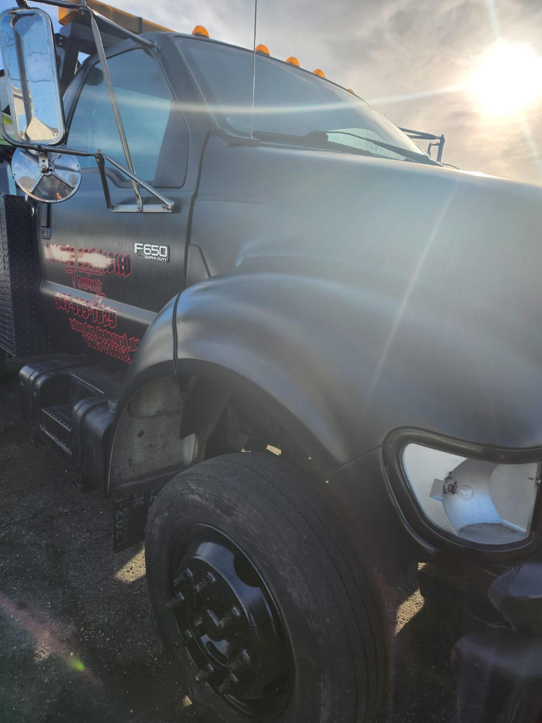 Towing vehicle on the road