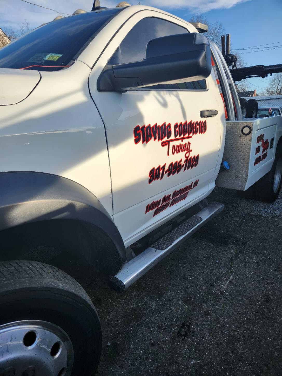 Towing vehicle on the road