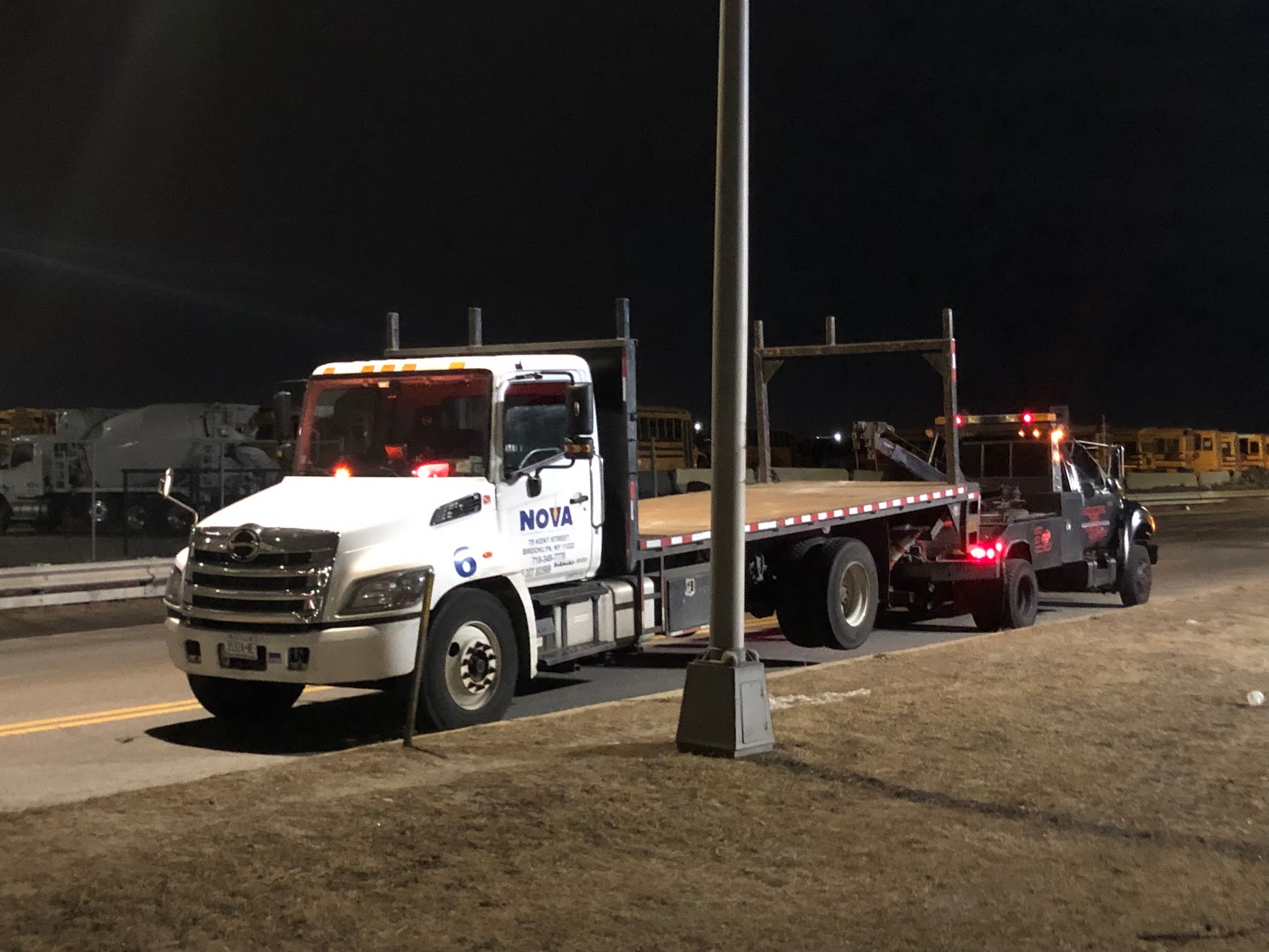 Towing vehicle on the road